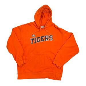 VTG Auburn Tigers Pullover Hoodie Stitched Spell Out Varsity Sz L Orange Y2K